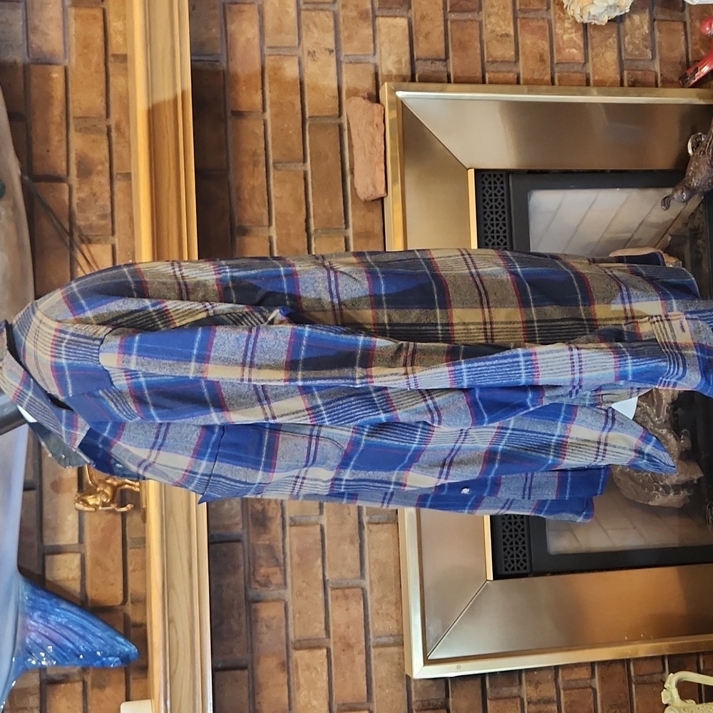 Pendleton Blue Beige Plaid Button Down Shirt Wool… - image 5